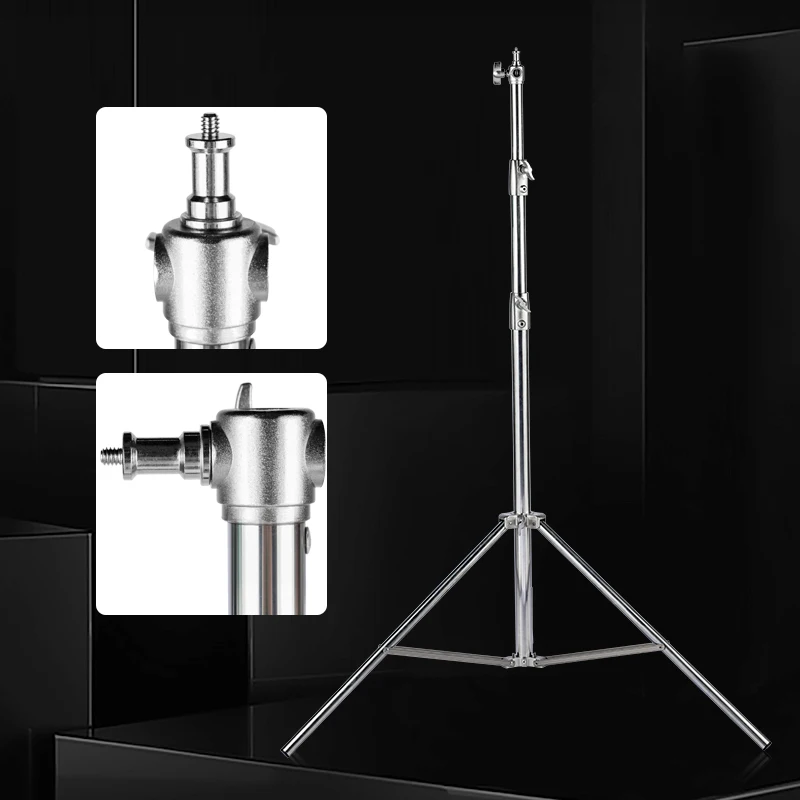 Stainless Steel Light Stand 210-400cm Foldable Heavy Duty Support Stand for Studio Softbox Monolight Photographic equipment