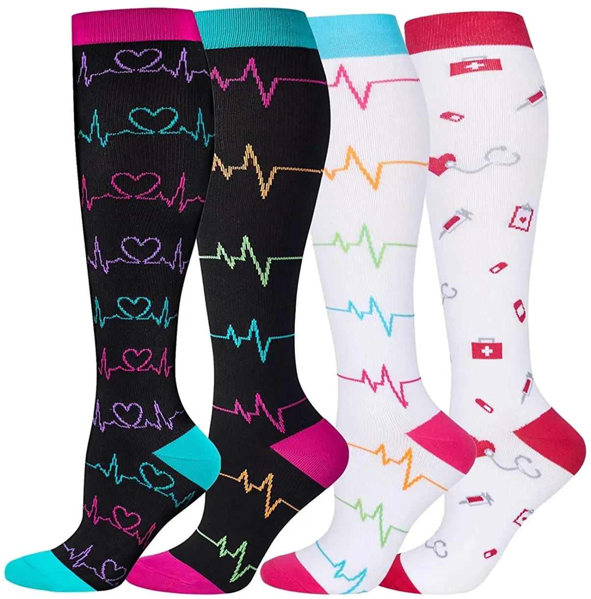 Chaussettes de Compression, Marathon, course à pied, sport, hommes, femmes, 30 Mmhg, hauteur du genou, pour œdème médical, diabète varices