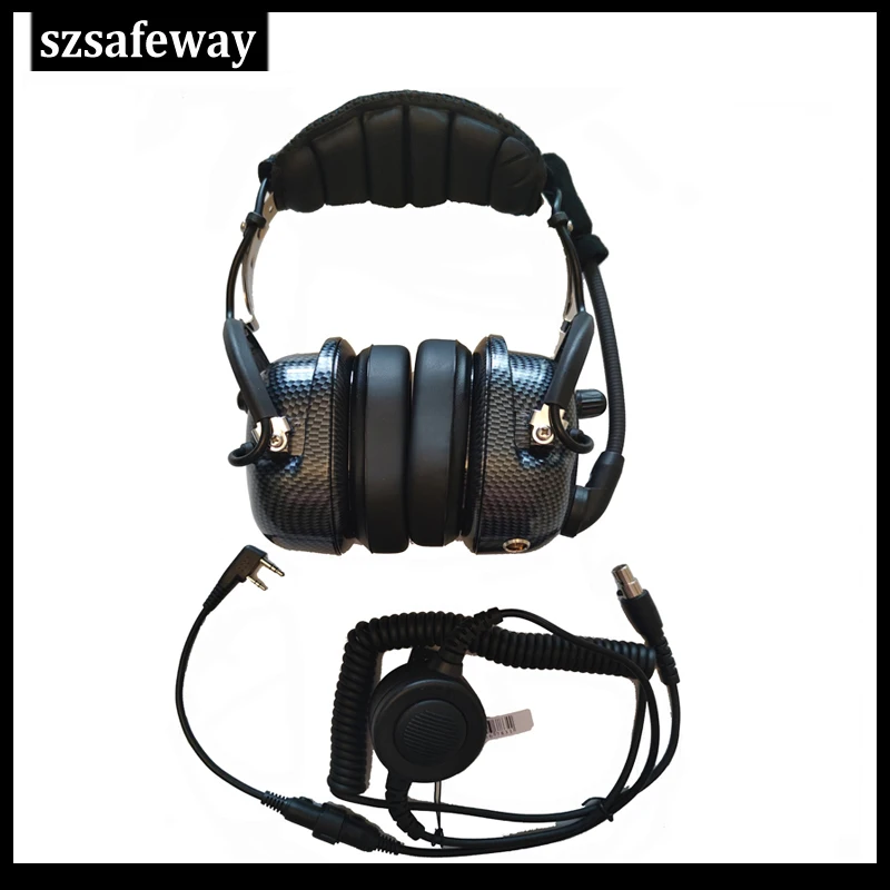 Noise Cancelling Aviation Microphone Headset, Walkie Talkie Earpiece, Round PPT for Kenwood Baofeng UV-5R H777