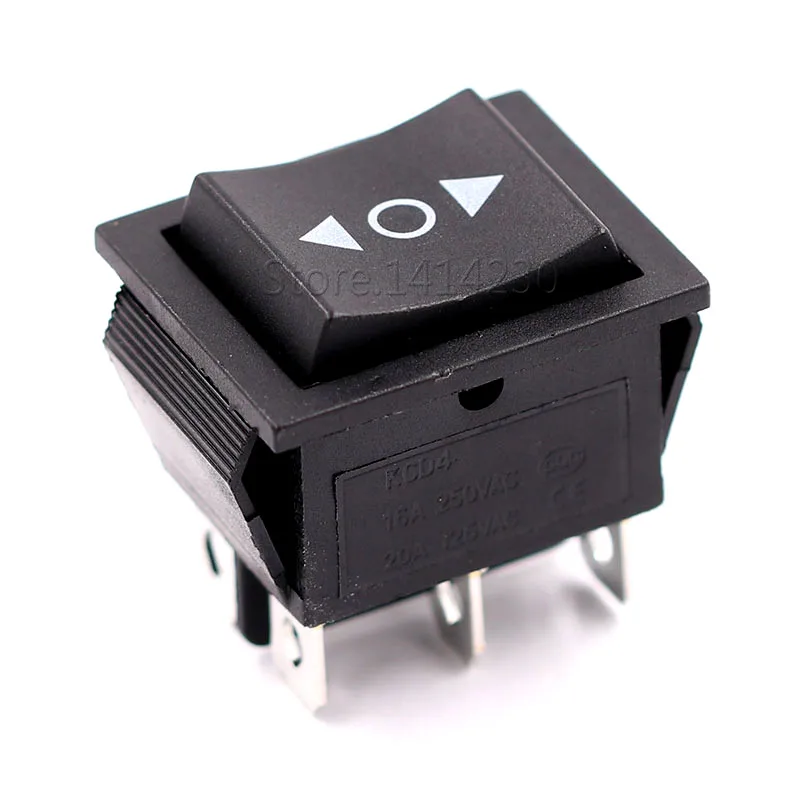 1PCS KCD4 25X31mm Black Rocker Switch 6 Pin Double Reset Switch 16A 250V 20A 125VAC Automatic Reset