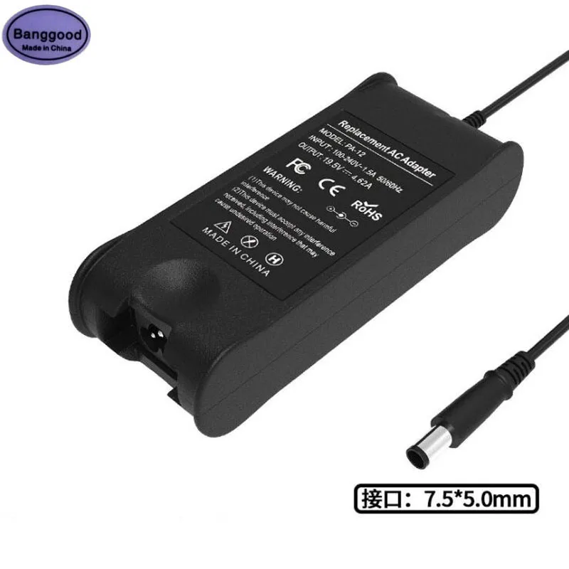 

19.5V 4.62A 7.5x5.0mm 90W Laptop AC Power Adapter Charger For Dell Inspiron 15 3520 3521 Vostro 1000 1400 1500 1510 1700 1710