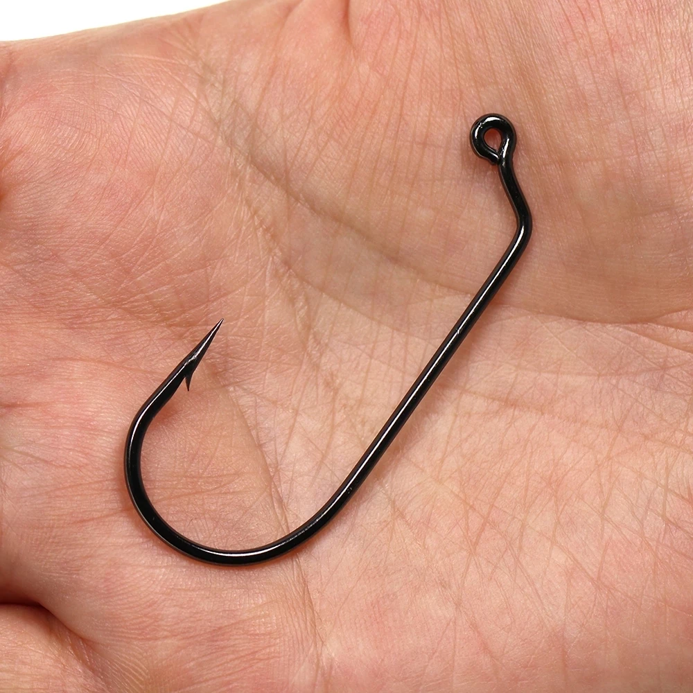 100PCS/lot] Carbon steel 60 degree jig hook Fishing Hooks 6 1 1/0
