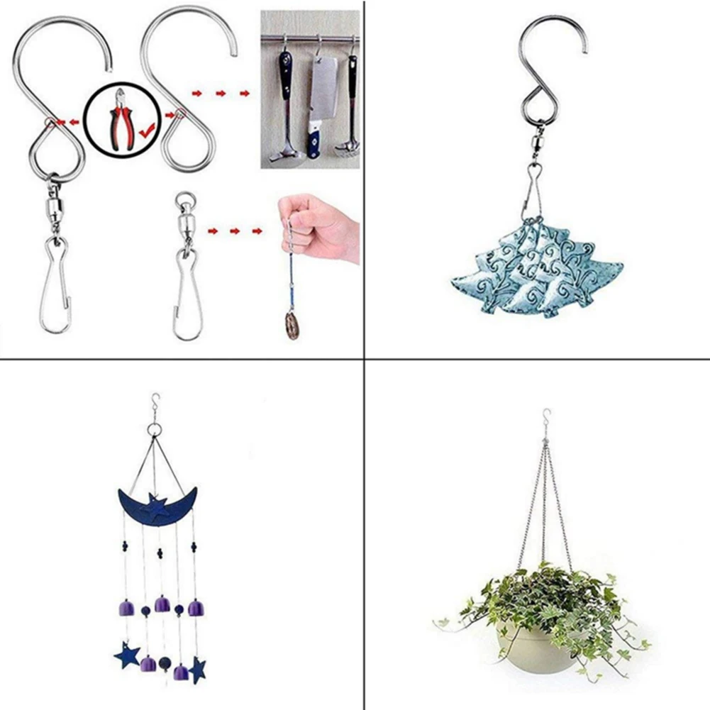 5/3/1Pcs Swivel Hooks Clips Stainless Steel Hooks Smooth Spinning for Hanging Wind Spinners Wind Chimes Crystal Party Tools