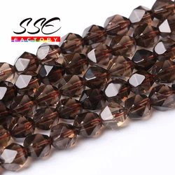 Faceted Natural Smoky Quartzs Crystal Stone Beads Round Loose Beads For Jewelry Making DIY Bracelets Accessories 6 8 10mm 15