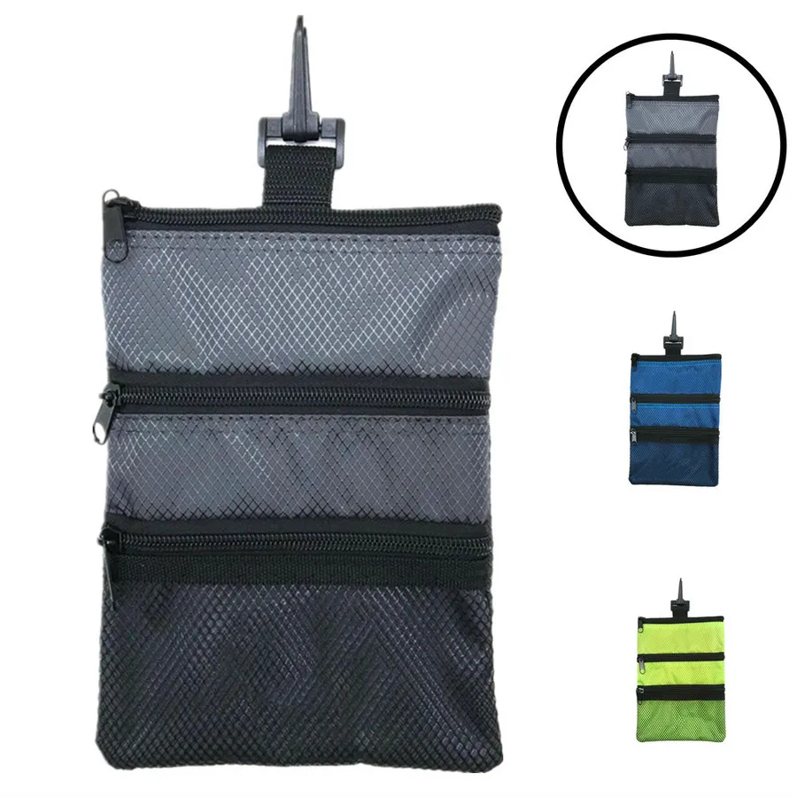 Durable Nylon Golf Pouch Bag Balls Valuables Holder with 10 Pcs Free Bamboo Golf Tees for Men Women