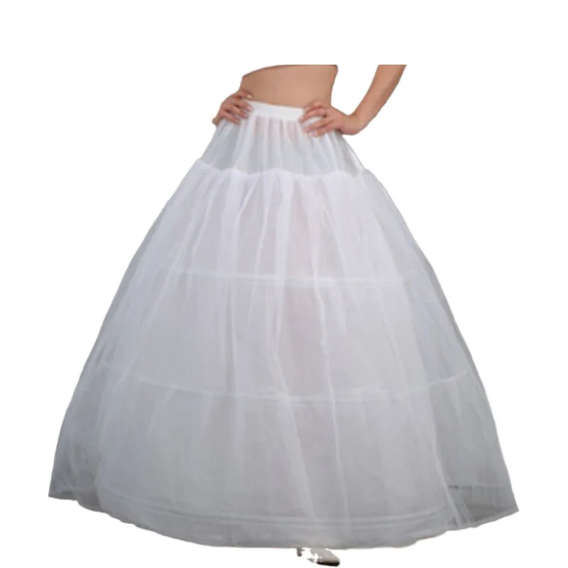 Womens Bridal 3 Hoops Maxi-Length Petticoat Drawstring Waistband Multi-Layer Ball Gown Wedding Dress Bustle Crinoline Underskirt