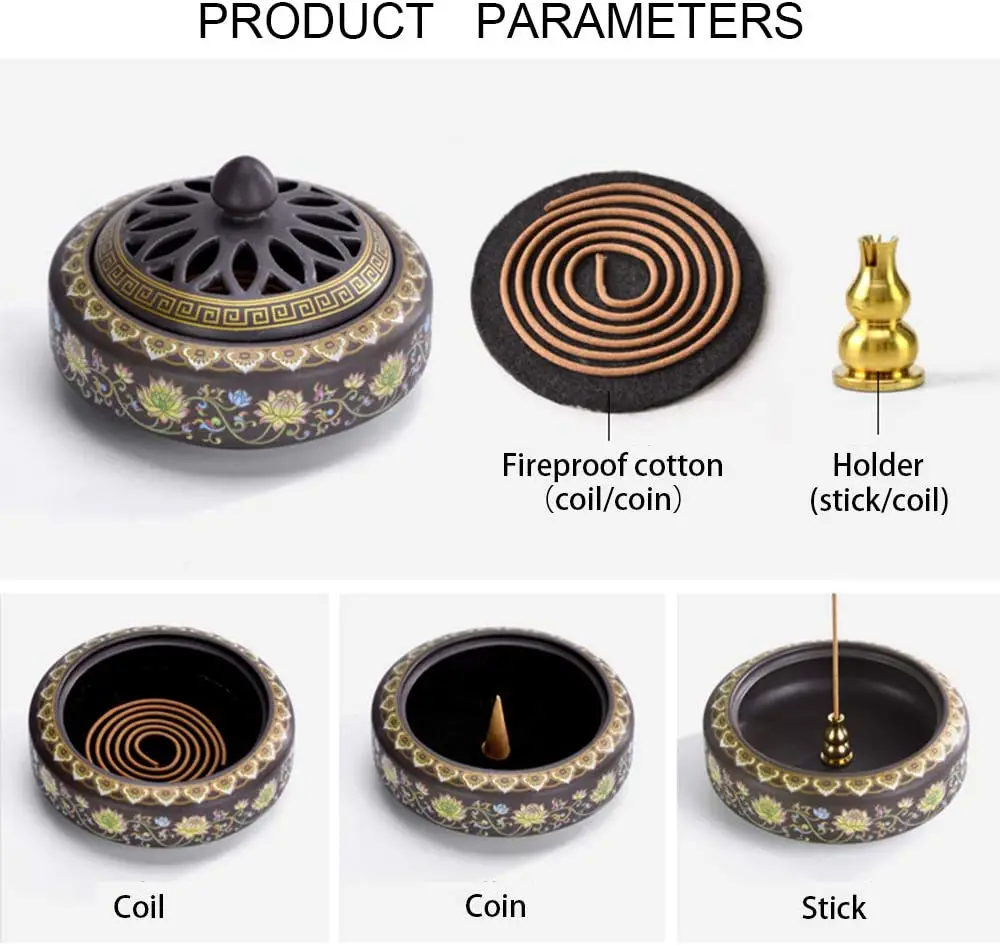 Ceramic Incense Burner Handicraft Incense Stick Holder Incense Coils Burner Censer Home Office Tea House Zen Decorate