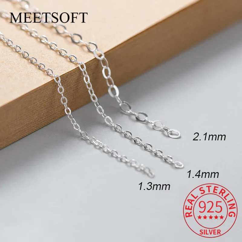 MEETSOFT 925 Sterling Silver 1.3-2.1mm extend the tail chain Special of DIY Handmade Making Necklace charm Jewelry Accessory