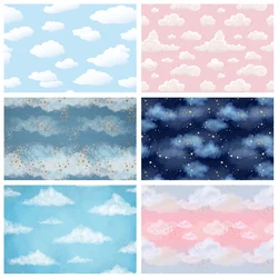 White Cloud Backdrop Photography Blue Starry Sky Cake Smash Newborn Baby Shower Photo Studio Background Birthday Party Photocall