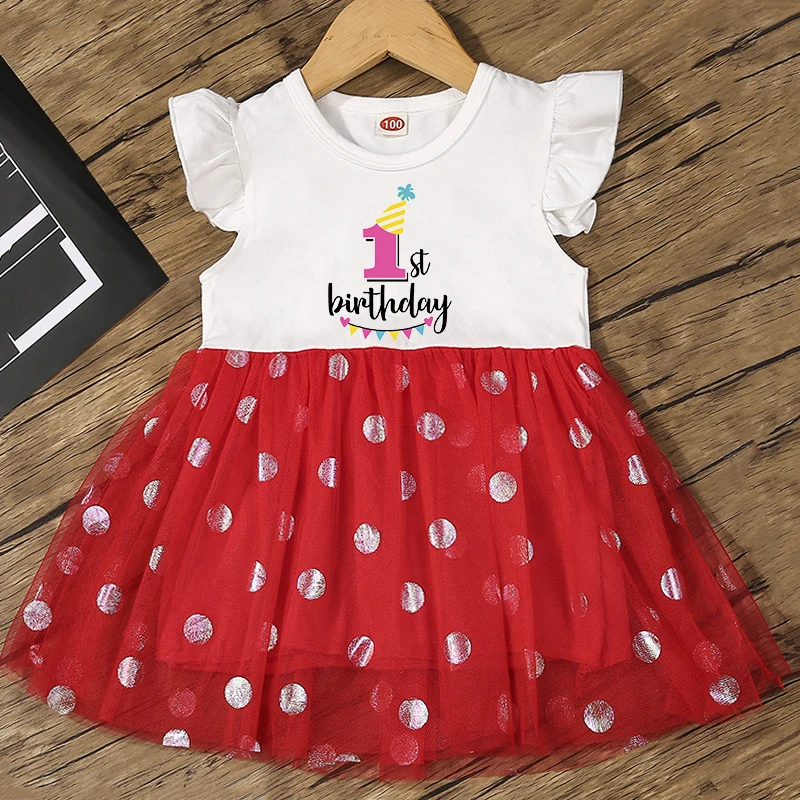 Girl Birthday Cartoon Cute Dress  Birthday Number 1 2 3 4 5 6 Graphic Princess Dress Clothes Baby Girls Tulle Dress Casual Wear