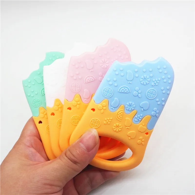 Chenkai 10PCS BPA Free Silicone Ice Cream Teether DIY Baby Shower Pacifier Dummy Sensory Toy Accessories Pendant Nursing