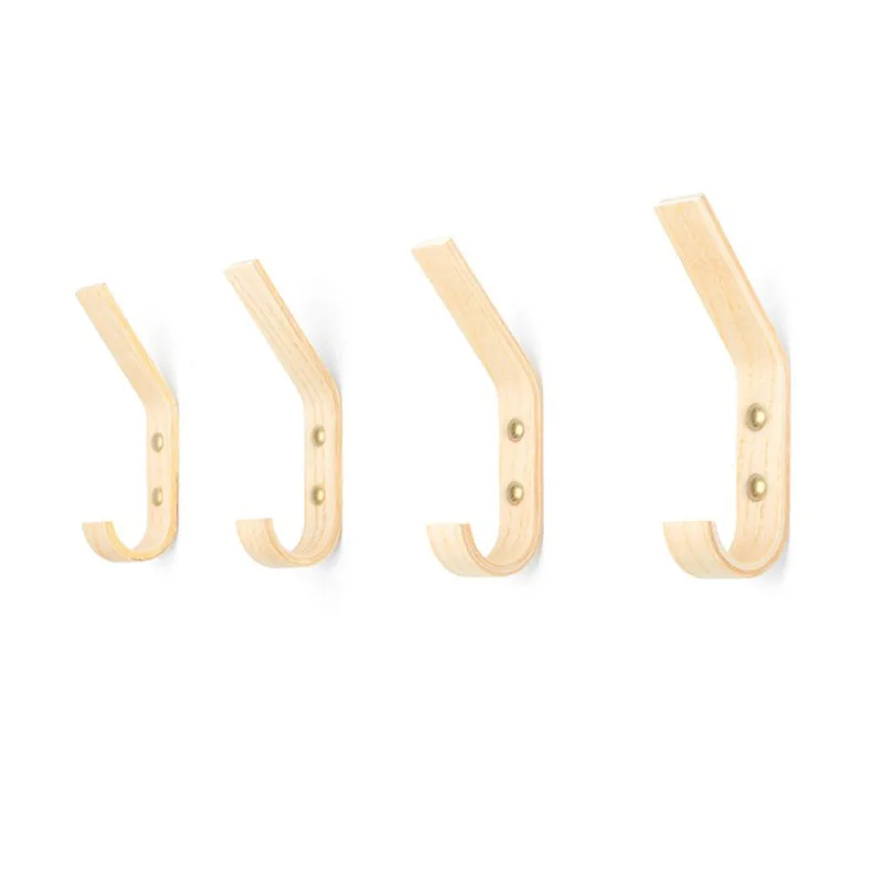 4pcs Wooden hooks Solid wood Wall wooden creative hooks Modern minimalist oak coat hooks Fitting room hooks