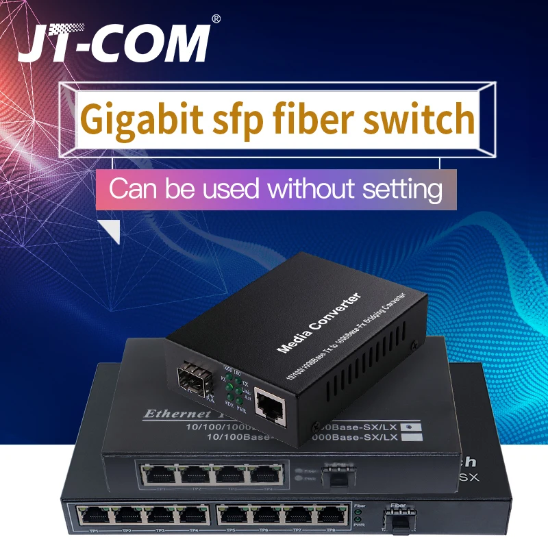 1000M 1G4E 1 sfp slot fiber 4 8 RJ45 1G4E Gigabit optical Media Converter Ethernet Network Switch fibra optica transceiver