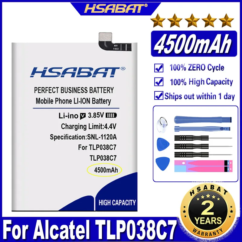 HSABAT TLP038C7 4500mAh Battery for Alcatel Mobile Phone Batteries