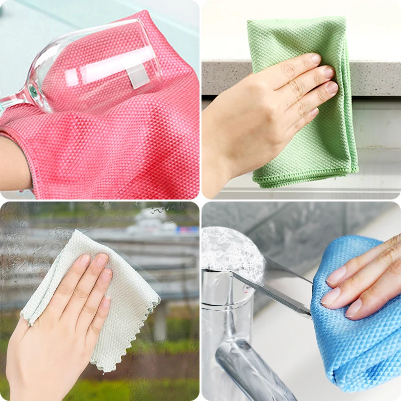 1/2/5/10Pcs Magic Cleaning Glass Cloth No Trace Reusable Microfiber Cleaning Cloth for Kitchen Dishes Mirro Windows Glass Towels