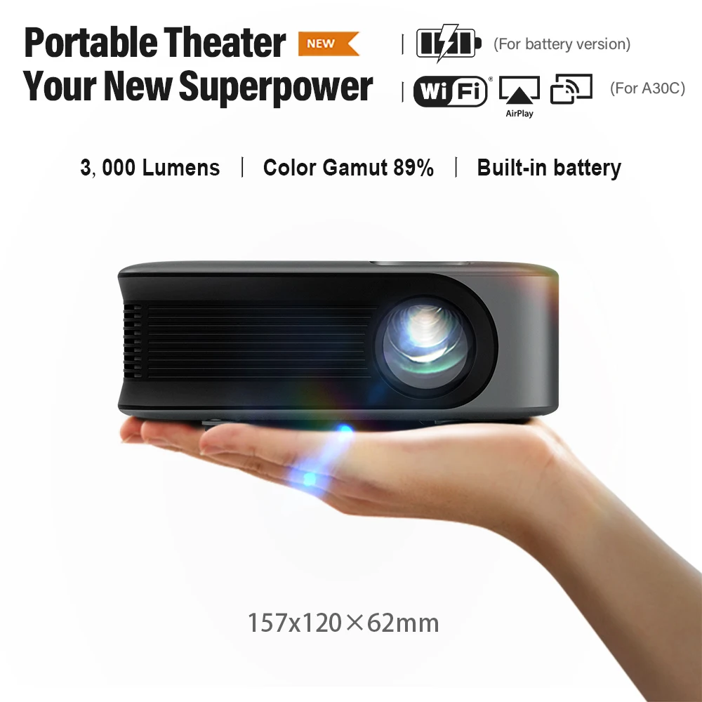 2025. MINI Projector A30C Pro Smart TV Box Home Theater Projectors Cinema Mirror Phone LED Video Projector for Home 4k Video