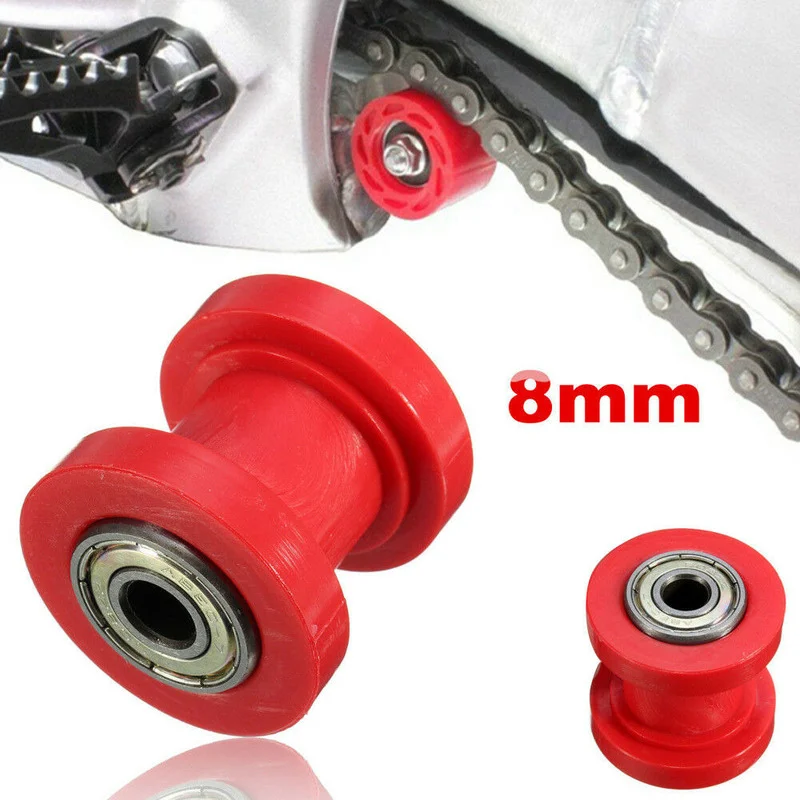 Universal Red 8mm Chain Roller Slider Tensioner Adjuster Pulley Wheel Guide Pit Dirt Bike Top Creative Exterior Parts Products