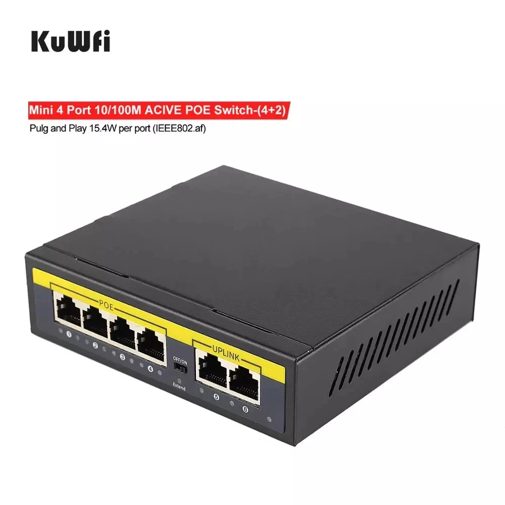 KuWFi 52V POE Switch 100Mbps/1000Mbps Ethernet Network Switch 6/12 Ports 802.3 af/at Ethernet Network For IP Camera/Wireless AP