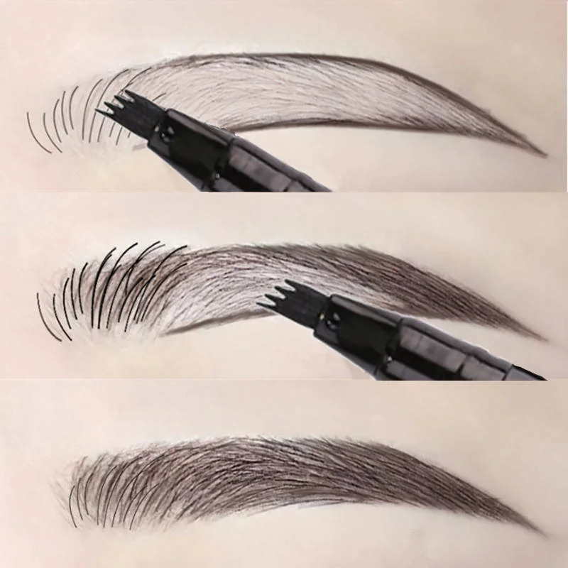 6 Colors Eyebrow Pen Waterproof 4 Fork Tip Eyebrow Tattoo Pencil Cosmetic Long Lasting Natural Dark Brown Liquid Eye Brow Pencil