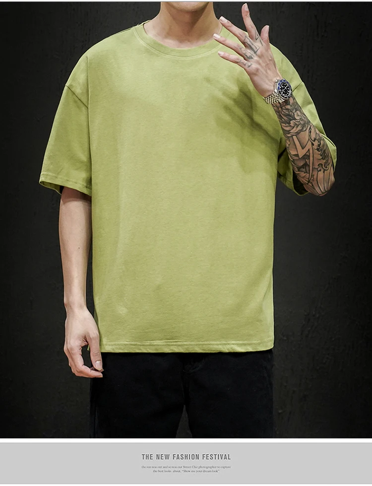 Neue Sommer männer T Shirt Fashion Solid T Shirt Herren Übergroßen Hip Hop Kurzarm Casual Baumwolle Herren Streetwear Top tees – Detail 6