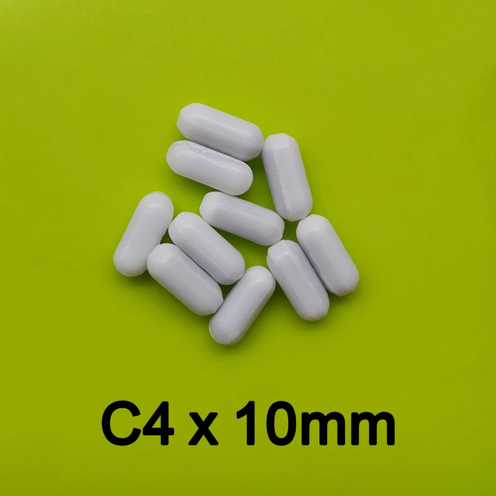 C4x10mm 실험실 자기 교반기 믹서 PTFE 교반 막대, 피벗 링 없음 일반 교반 흰색 스핀바, 10 개 팩