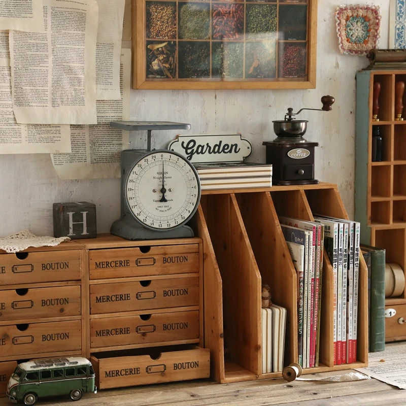 

nature wood finish handmade desktop bookshelf wood