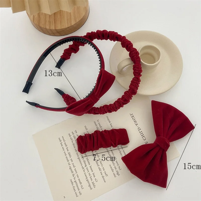 Vintage French Velvet Headband For Women Solid Colors Thin Hair Hoops Red Hair Bands Head Bezel Hair Accessories for Girls