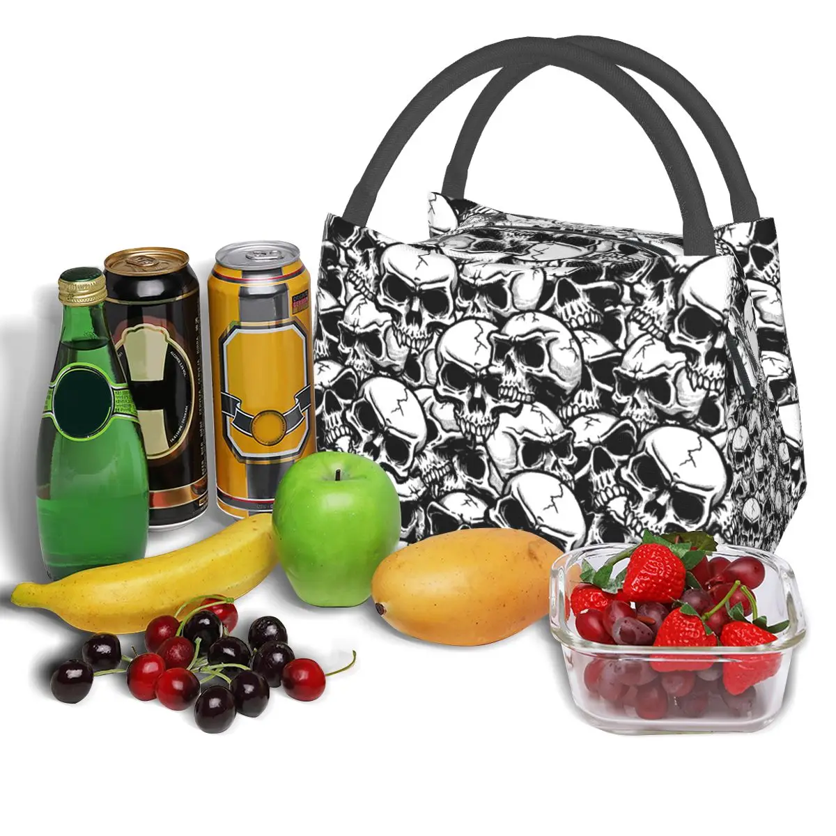

Cool Punk Skull Print Lunch Bag Insulated Lunch Bags Women Food Case Cooler Warm Bento Totes for Kids Lunch Box for School