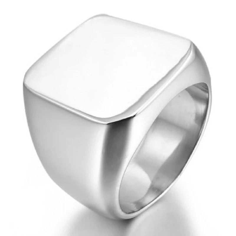 Fashion Men's  Polished Signet Solid 316L Stainless Steel Biker Ring Men's Jewelry