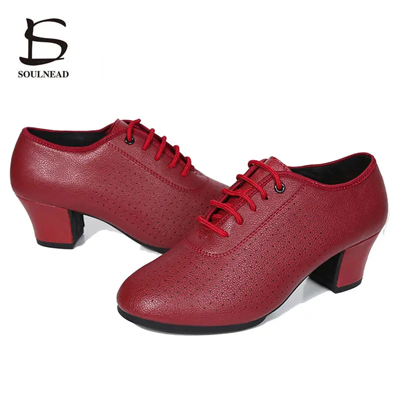 Women Latin Dance Shoes Salsa Ballroom Shoe Soft Sole Breath PU Woman\'s Practice Dancing Shoes Heel 5cm Ladies Dance Sneakers