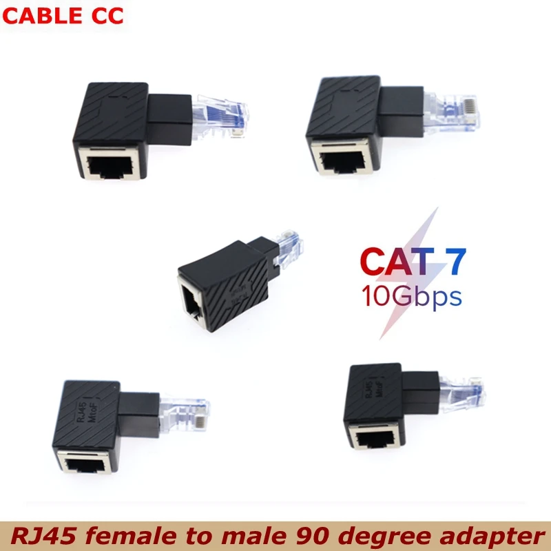 Wysokiej jakości 90 stopni męski na żeński w górę iw dół lewy i prawy RJ45 Cat 5e 6e Cat7 Lan sieć Ethernet adapter rozszerzający