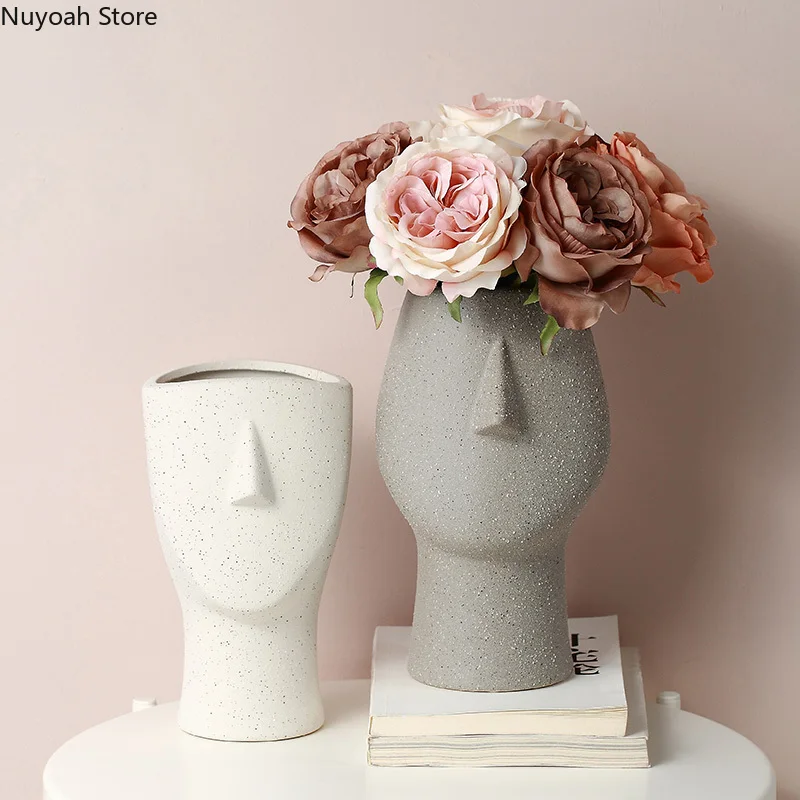 

Abstract Human Face Ceramic Vase Decoration Living Room Flower Arrangement Dried Flower Accessories Simple Home Decoration Vase