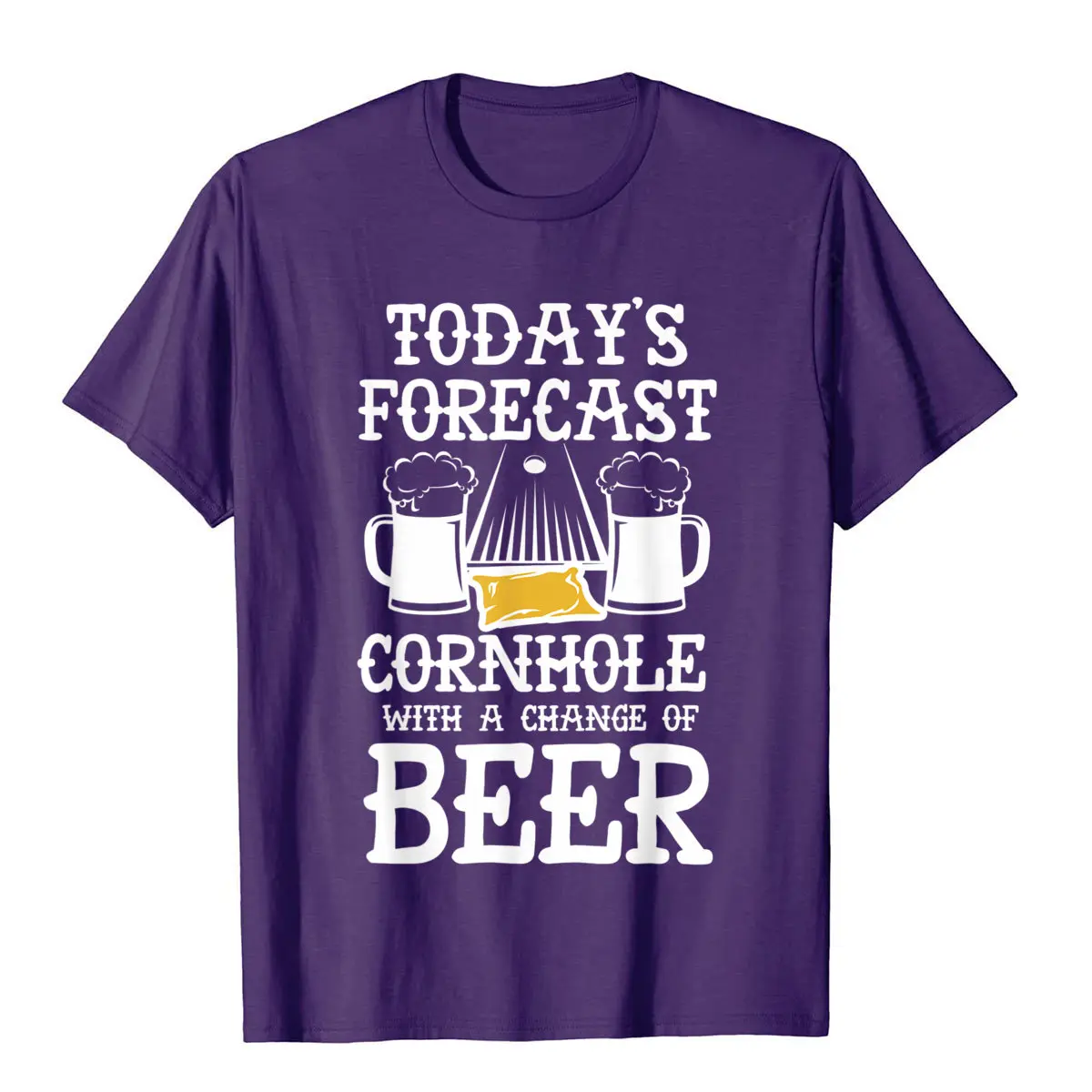 Cornhole Funny Forcast Bean Bag And Beer Tailgate T-Shirt Comfortable Cotton Men Tops T Shirt 3D Printed Funny Top T-Shirts