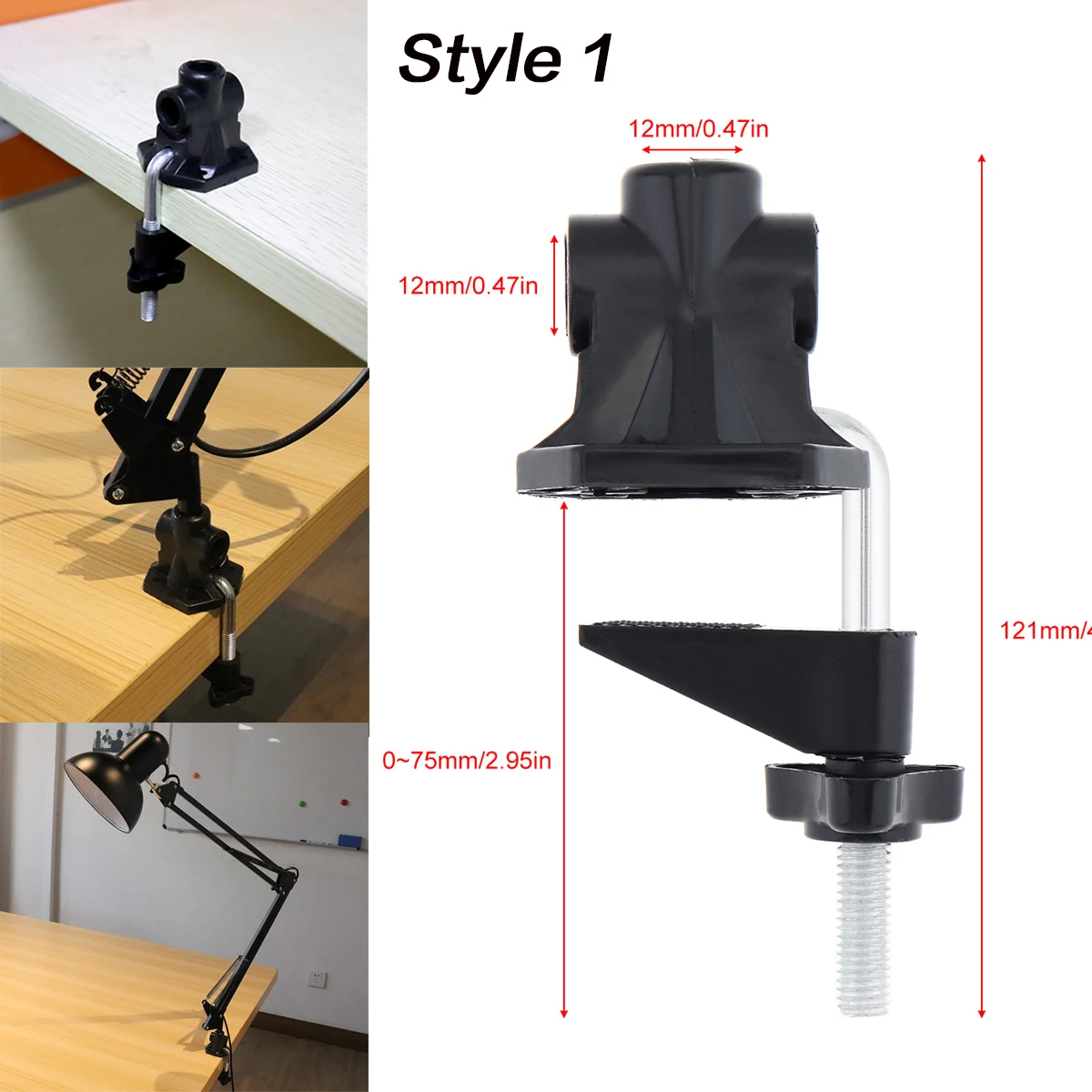 Universal Bracket Clamp LED Lamp Accessories DIY Fixed Screw Metal Plastic Desk Lamp Holder Clip for Broadcast Mic Stand Clamp