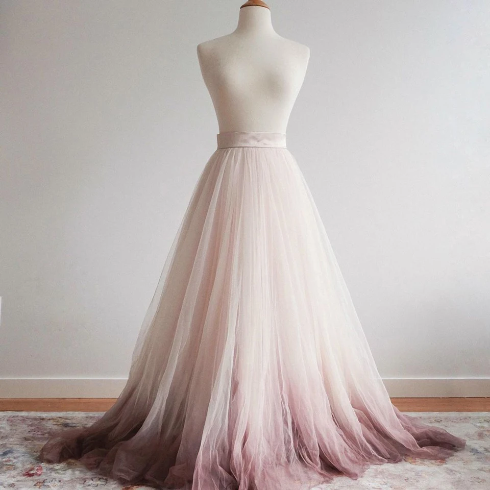 Eleganckie s-line Puffy długie tiulowe spódnice piętro długość kobiet spódnica Tutu dla nowożeńców sesje zdjęciowe Custom Made Saias