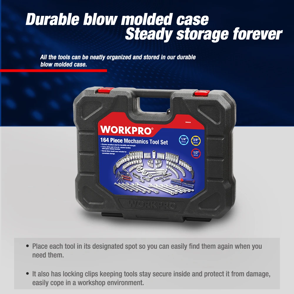 WORKPRO 101-408PC 홈 수리 도구 세트 금속 도구 상자 세트 핸드 툴 홈 도구 키트 전문 자동차 수리 도구 키트