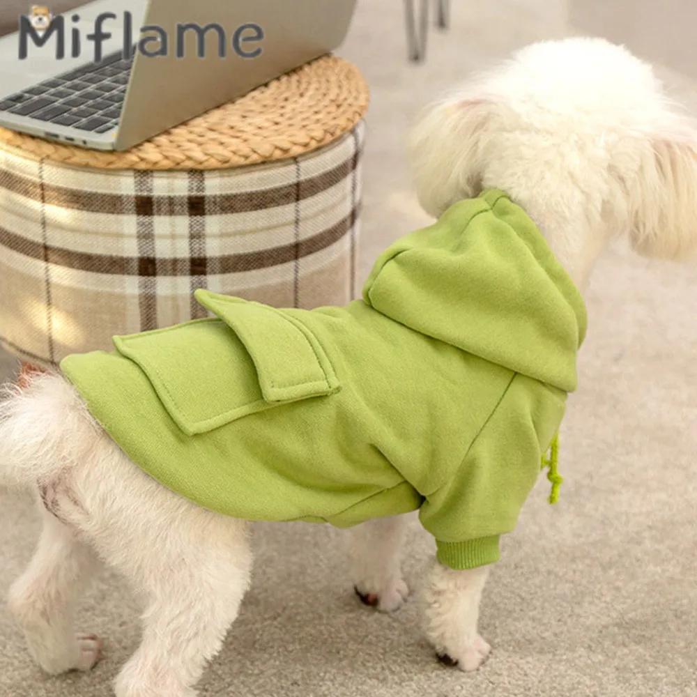 

Miflame 2022 Fashion Dog Clothes Solid Pet Cat Outfits Pomeranian Bichon Small Dogs Hoodies Autumn Winter Puppy Clothing Outwear