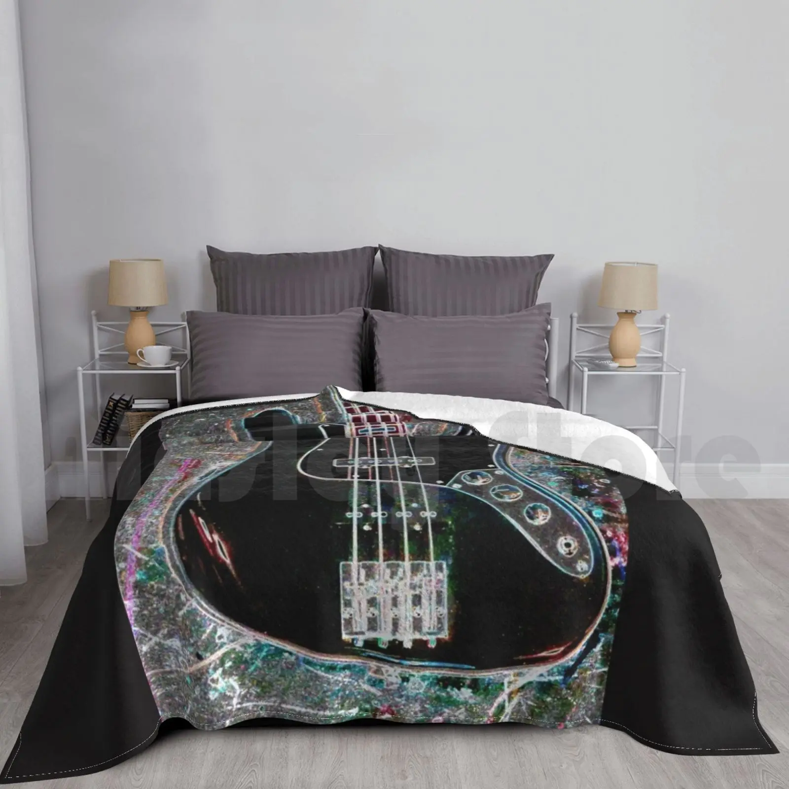 Jazz Bass Guitar Blanket Super Soft Warm Light Thin Geddy Lee Rush Bass Guitar Jazz Music Musical Instruments Musician