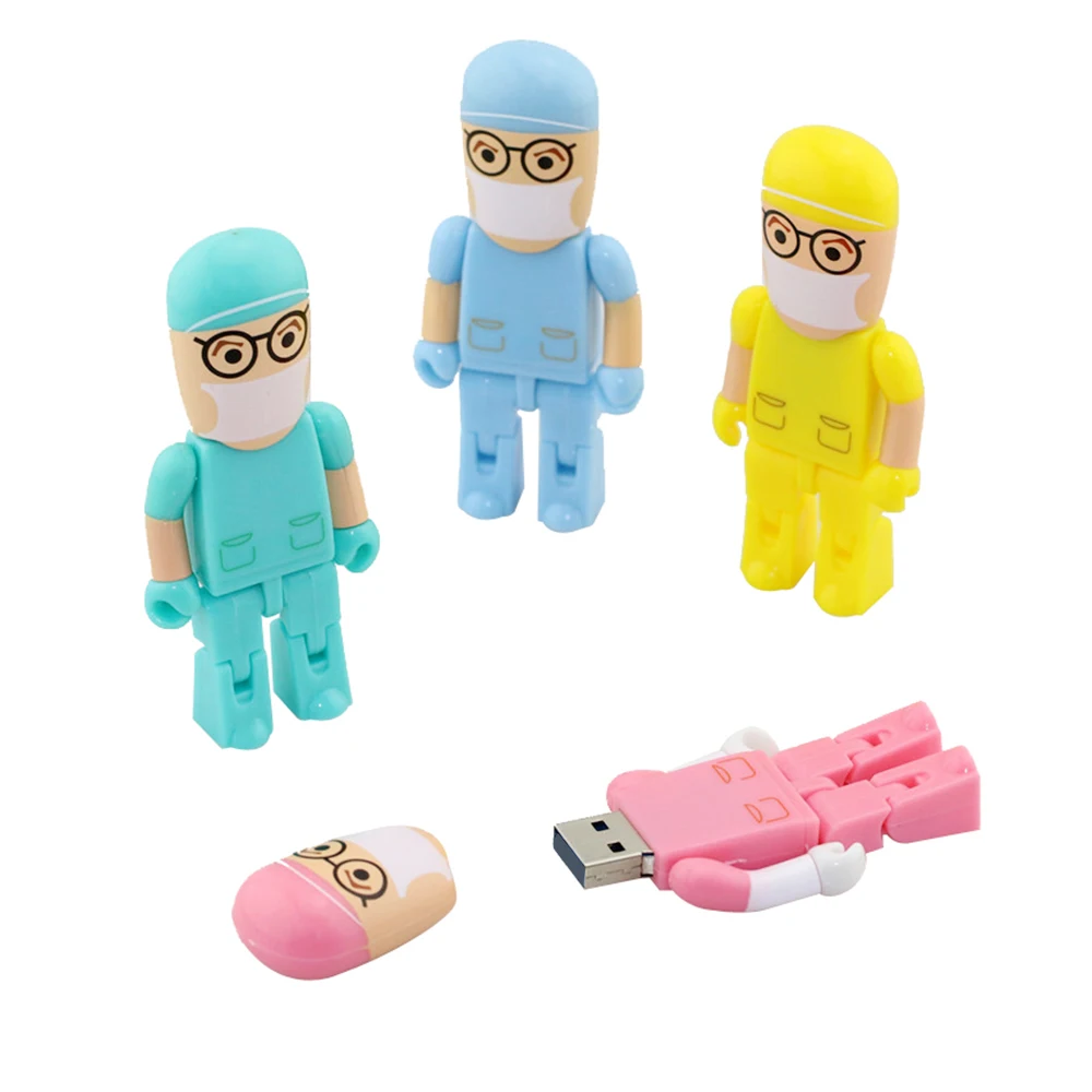 Cartoon Doctor USB Flash Drive 128G Nurse Tooth Cel USB 2.0 Pendrive 32GB 64GB USB Memory Stick Pen Drive 256GB USB Memoria Disk