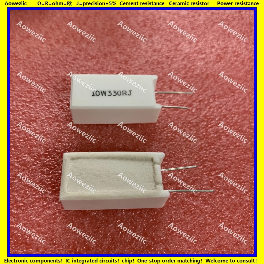 10Pcs 10W330RJ RX27-5 Vertical Cement Resistance 10W 330 ohm 330R 330RJ 10W330R Ceramic Resistance precision 5% Power resistance