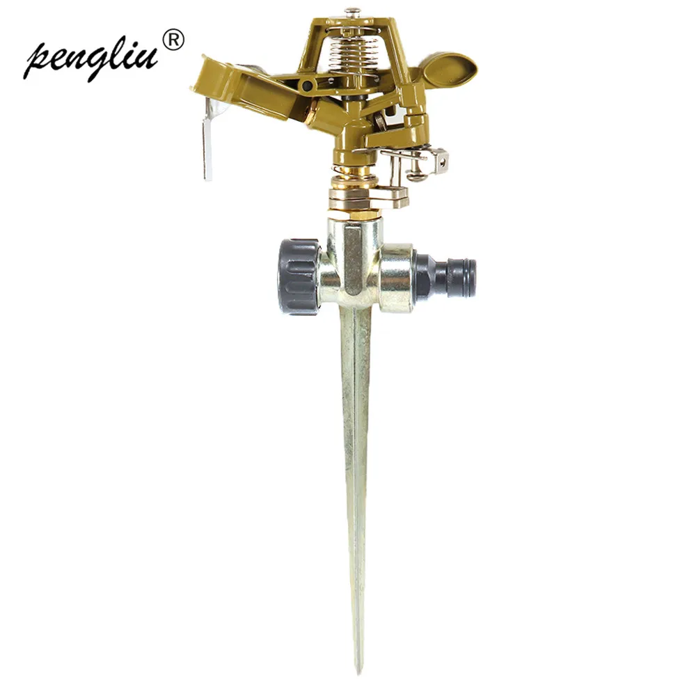 

360 Degree Zinc Alloy Adjustable Rotating Sprinkler Irrigation Sprayer Sprinkler For Lawn Garden Yard Metal Impulse Spike Hose