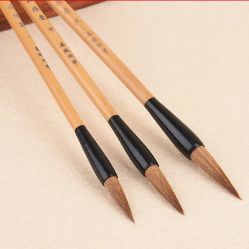 

3pcs Wolf Hair Brush Pen Chinese Calligraphy Painting Writing Brush Pen Set Beginner Weasel Hair Calligraphy Practice Brushes