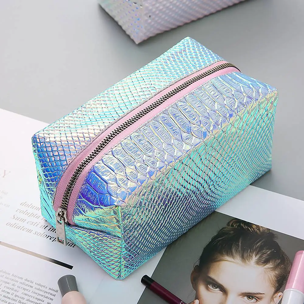 Neue Mode Fisch Skala Muster Laser PU Kosmetik Tasche Fällen Casula Reise Make-Up Frauen Waschen Lagerung