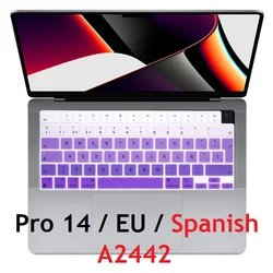 Funda arcoíris para Macbook Pro 14 2021 M1 A2442 Pro14, cubierta de silicona para teclado español y europeo, piel para Macbook Pro14 A2442