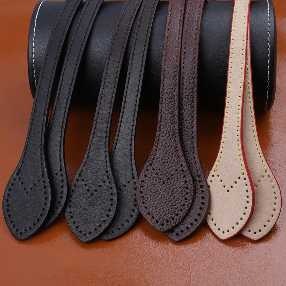 2PCS 60cm Bag Handles Genuine Leather Handbag Strap Portable Bag Strap Belt DIY Handmade Replacement Shoulder Strap Accessories