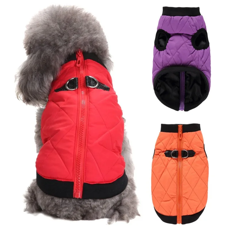 Pet Dog Clothes Warm Dog Jacket Winter Coat With Zipper For Dogs Cat Outdoor Clothes Fashion Chihuahua Clothing Overalls D