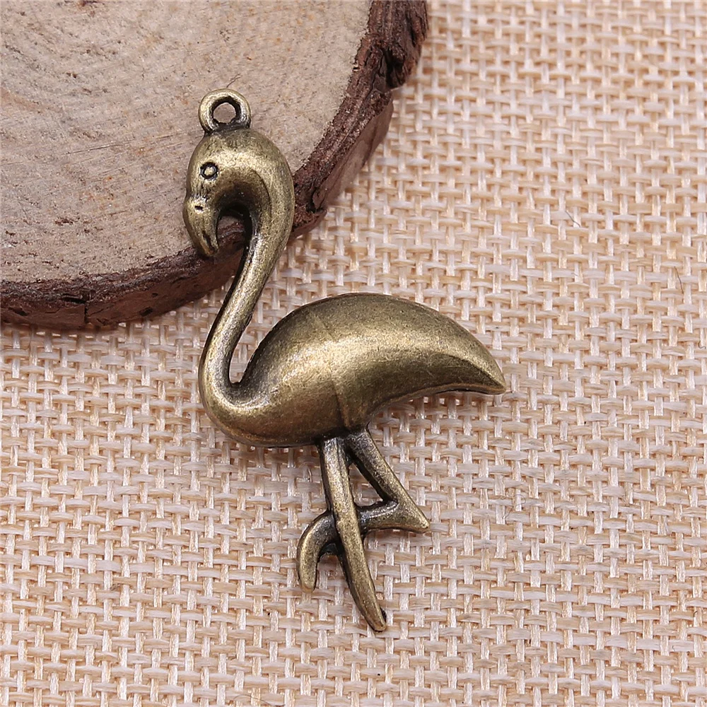 free shipping 19pcs 47x25mm antique bronze Flamingo charms diy retro jewelry fit Earring keychain hair card pendant accessories