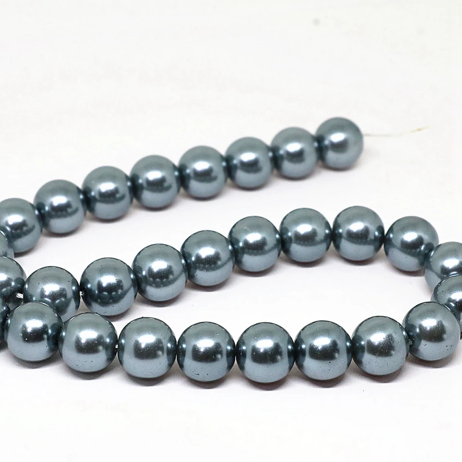 Dark gray 4-14mm pick size round imitation shell pearl beads fashion fit diy necklace bracelet jewelry making 15inch B1618