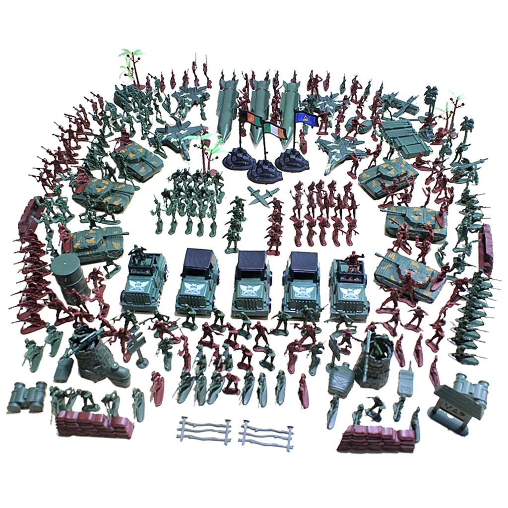 Plastic Toy Soldier Playset, Figura De Ação Dos Homens Do Exército, Modelo De Cena, 307 Pcs