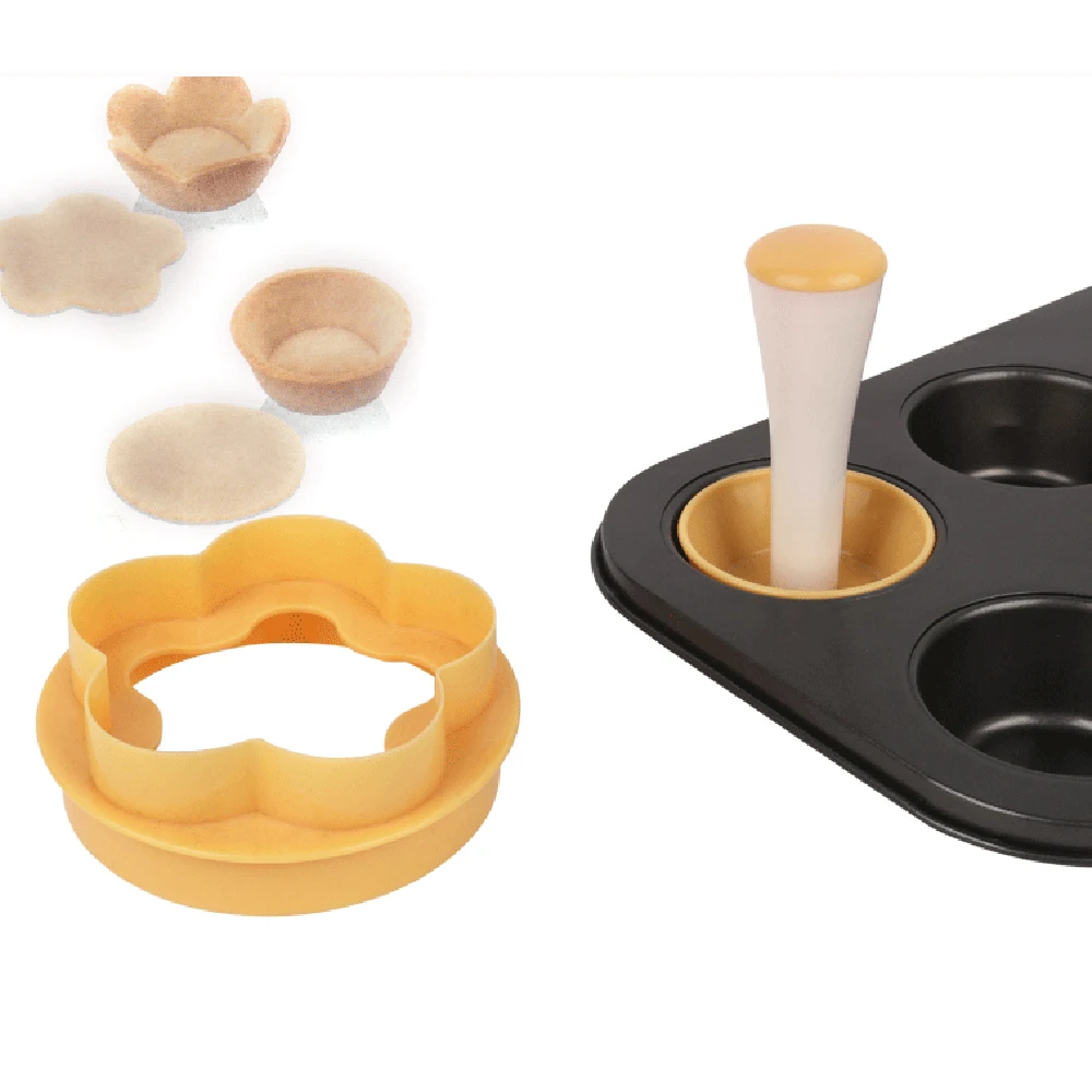 Kunststoff Gebäck Tamper Torte Shell Formen Torte Cutter Blume/Runde Teig Cookie Cutter Set Kuchen-Form für Muffin/cupcake